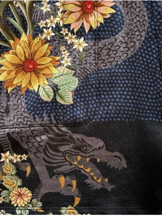 Johnny Was Dragona Easy Shorts XL Dragon Floral Boho Navy Polka Dot Pull-On - Picture 6 of 12